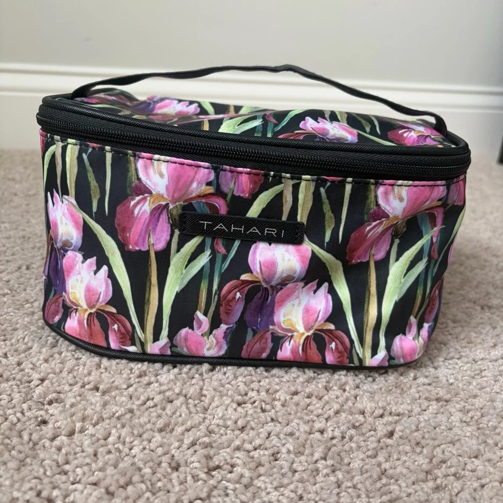 Tahari Medium Train Travel Cosmetic Case Floral Makeup Bag